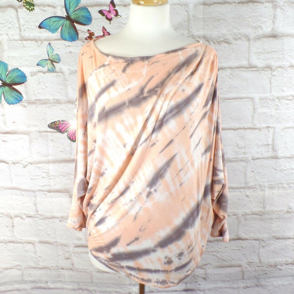Loveappella Oversized Tie Dye Dolman Sleeve Top